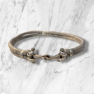 NWT J. McLaughlin Metallic Silver Embossed Leather Belt